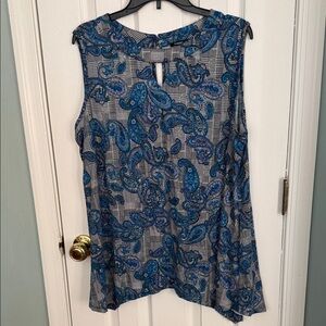 Robert Louis Blue and Gray Paisley Blouse